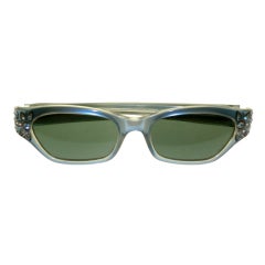 50s Grey Lucite Sunglasses with Rhinestone Temples