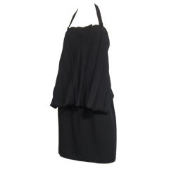 Moschino Silk Crepe Halter Dress with Back Buttons