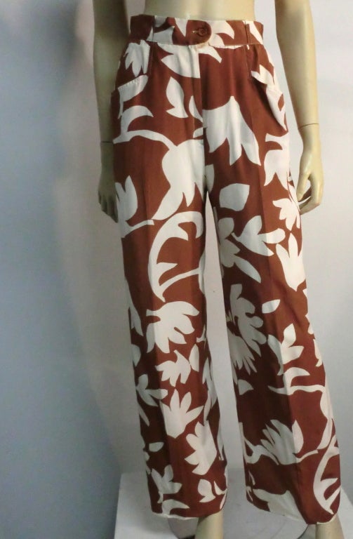 Valentino 80s Leaf Print Silk Pantsuit 3