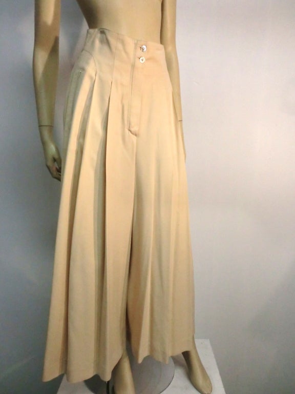 Montana Ecru 80s Pant Suit with Wide Legs and Vented Back 4
