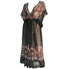Vintage 80s Chiffon Floral Print Dress