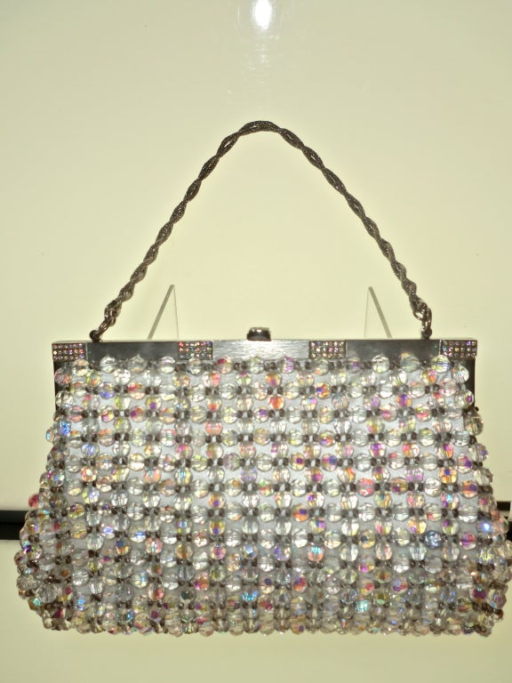 60s Walborg Austrian Crystal Aurora Borealis Beaded Handbag