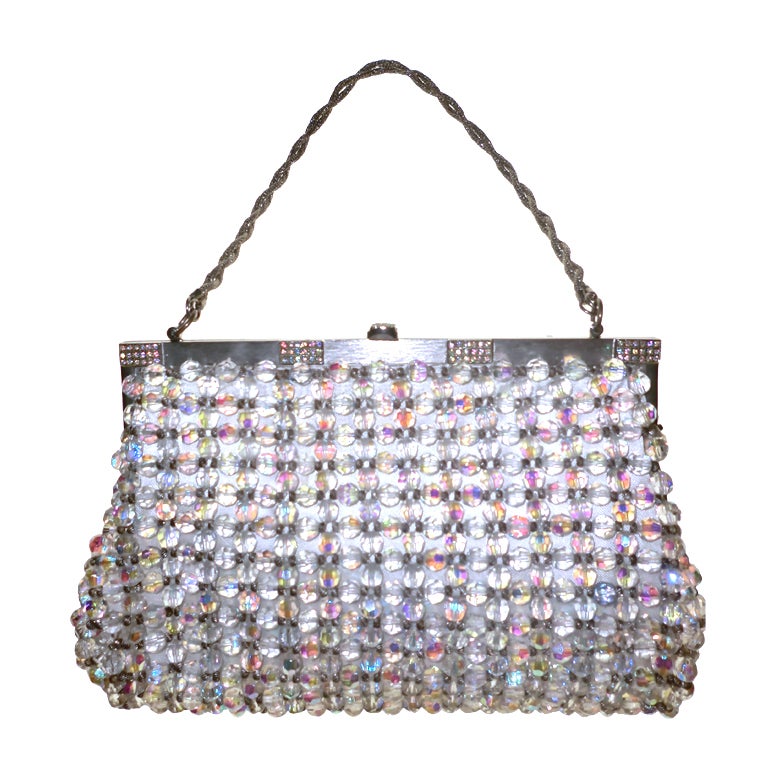 60s Walborg Austrian Crystal Aurora Borealis Beaded Handbag