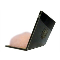 20s Enameled Compact with Jeweled Monogram and Marabou Puff 8