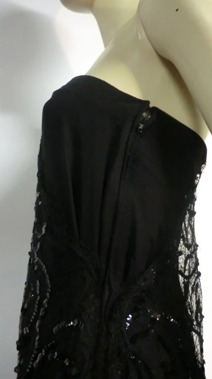 70s Stavropoulos Back Silk Dress w/ Sequin Chantilly Lace 3