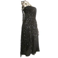 70s Stavropoulos Back Silk Dress w/ Sequin Chantilly Lace