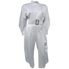 Thierry Mugler Futuristic Silver Wool Gabardine Jumpsuit