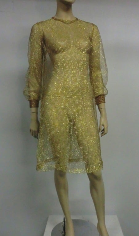 60s Gold Lamé Fishnet Dress