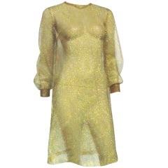 60s Gold Lamé Fishnet Dress