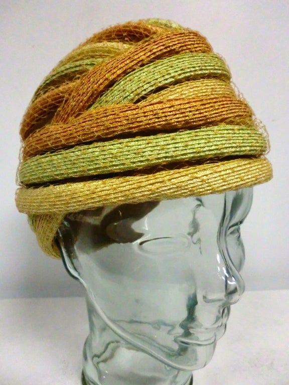 60s Christian Dior Straw Turban Hat