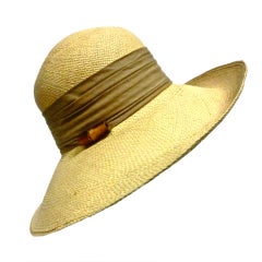 Halston 70s Straw Hat with Bamboo Trim 4