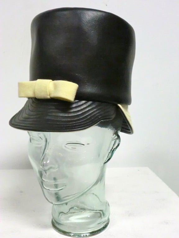 A wild mod 60s Mr. John faux leather hat with high  