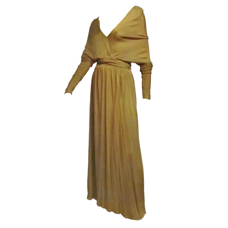 Malcolm Starr Gorgeous Tobacco Silk Jersey Gown
