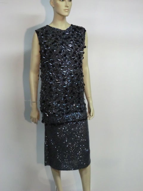 2-Piece 60s Sequin Knit Pencil Skirt and Tunic