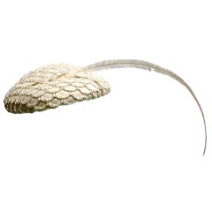 Smart 50s Ivory Hat with Feather
