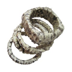 Vintage 1980
s Wrapped Snakeskin Bangle Set