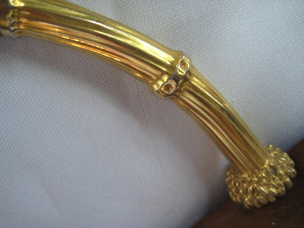 1950's Exceptional Calf Fur and Gilt Bamboo Handle Bag by Koret 3