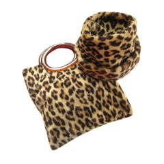 Vintage 1960's Faux Leopard Tote and Toque Hat