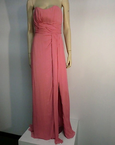 Carolina Herrera Peony Pink Strapless Grecian Draped Gown