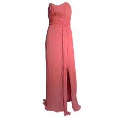 Carolina Herrera Peony Pink Strapless Grecian Draped Gown