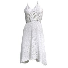 Zac Posen White Textured Silk Cocktail Dress with Deep Back