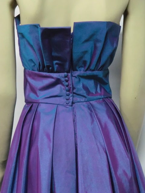 Christian Dior Blue/Purple Iridescent Strapless Silk Ball Gown 1