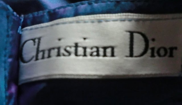 Christian Dior Blue/Purple Iridescent Strapless Silk Ball Gown 3
