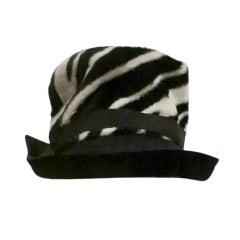 60s Zebra Print Velour Fedora by Noreen 11
