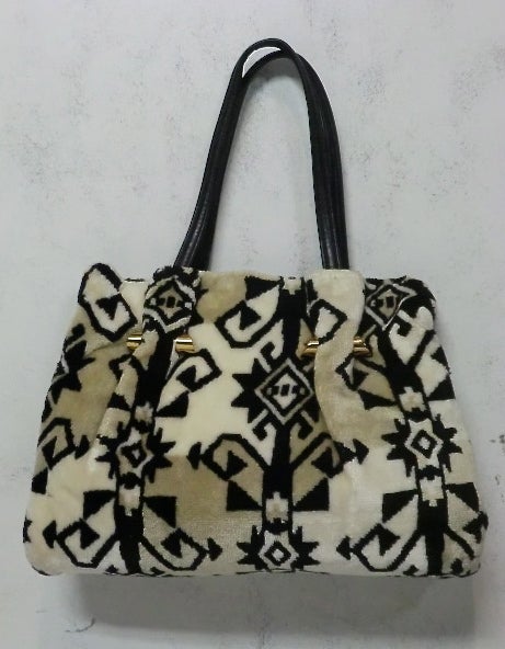 Women's Velour 60s Handbag with SouthWest Pattern