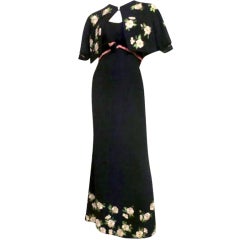 60s Enid Morris Empire Waist Gown and Jacket with Embroidery