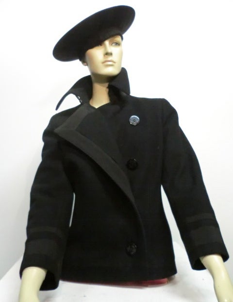 Alexander McQueen Pea Coat w/ Ribbon Trim