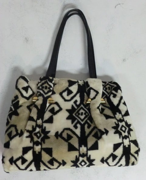 A cotton velour handbag, with a fantastic 
