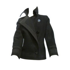 Alexander McQueen Pea Coat w/ Ribbon Trim