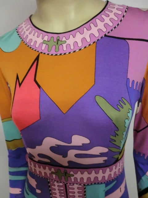 Fabulous Bessi Mod Print Silk Jersey 60s Maxi 1