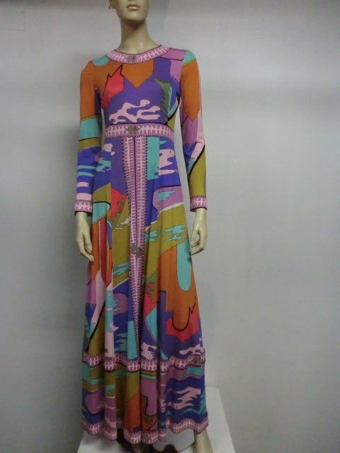 Fabulous Bessi Mod Print Silk Jersey 60s Maxi 2