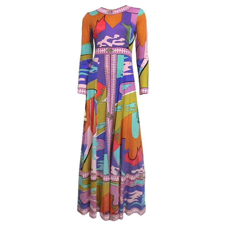Fabulous Bessi Mod Print Silk Jersey 60s Maxi