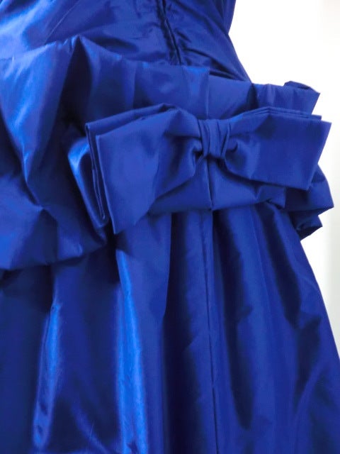 Women's Scaasi Royal Blue Ruffled Silk Taffeta Gown