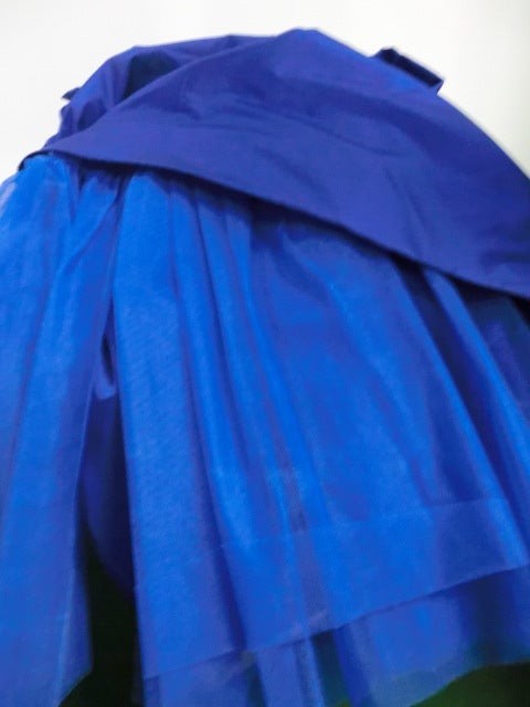 Scaasi Royal Blue Ruffled Silk Taffeta Gown 2
