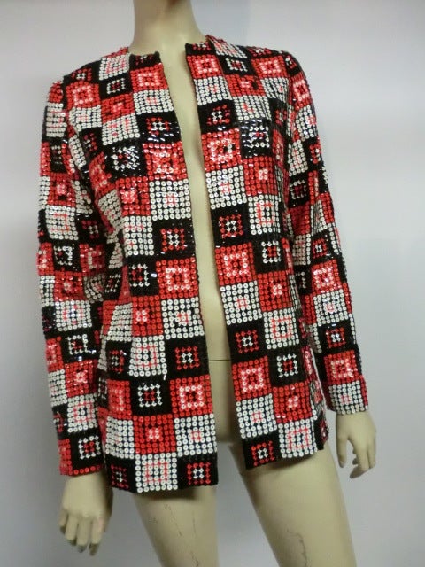 Adolfo Solid Sequined Evening Jacket