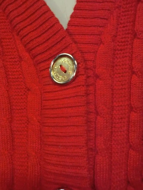 celine red cardigan