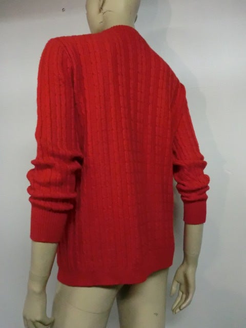 Celine 70s Cardigan Sweater in Vivid Red with Gold Hardware 1