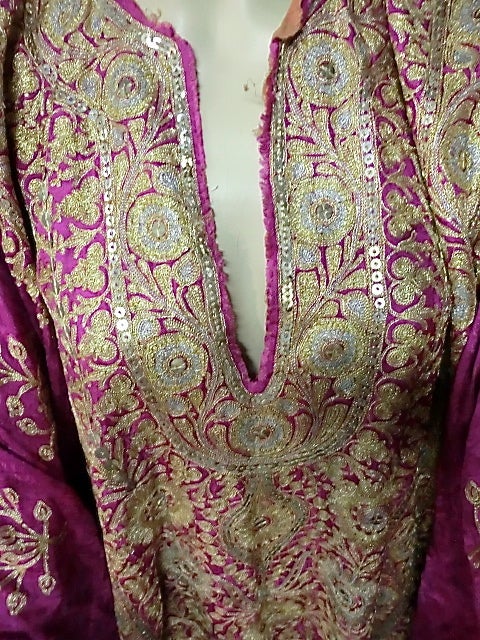 Brown Spectacular Silk Embroidered Caftan from Egyptian Court Habitué