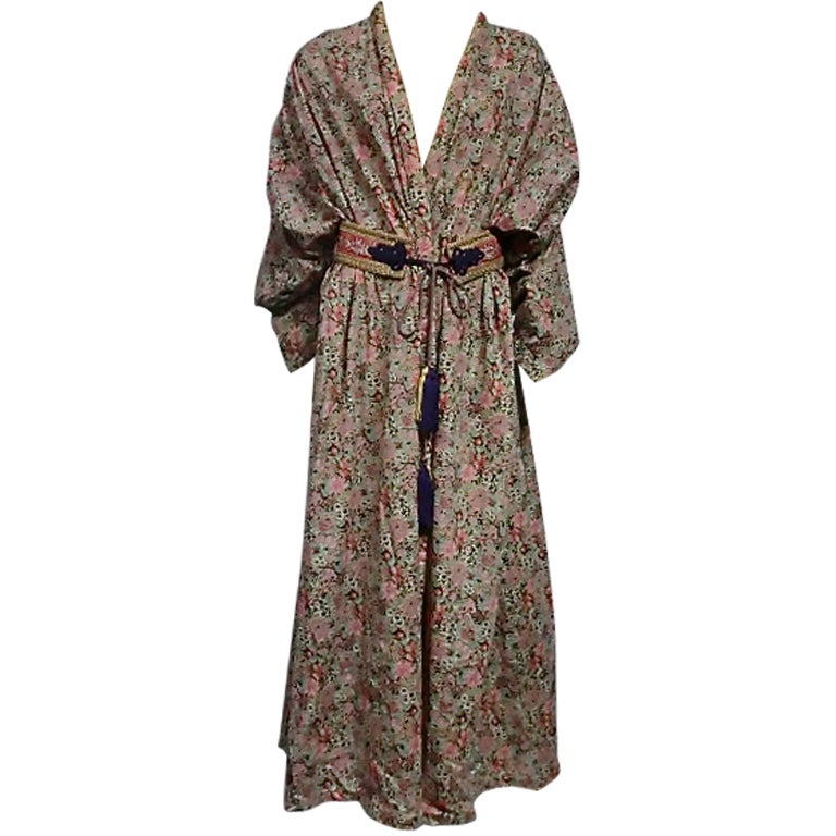 Liberty of London Cotton Smocked Lounging Robe with Braided Belt