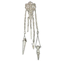 Antique Sterling Chatelaine in Florentine Style with 5 Useful Items