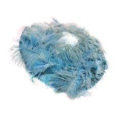 50s Flo-Raye Pale Aqua Mohair and Silk Velvet Hat w/ Ostrich