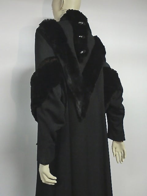 30s Art Deco Wool Coat with Sheared Beaver and Amazing Buttons 6