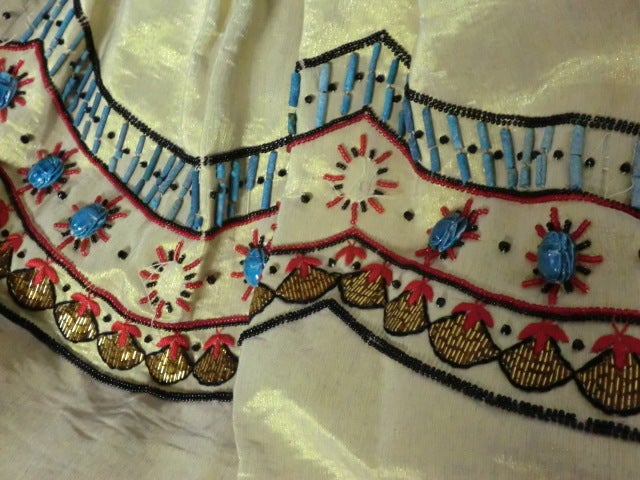 Spun Gold Egyptian Revival Embroidered 50s Ensemble For Sale at 1stDibs