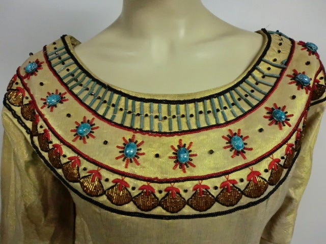 Spun Gold Egyptian Revival Embroidered 50s Ensemble 4