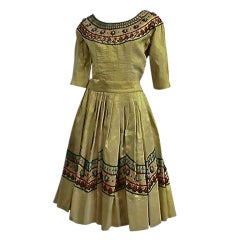 Spun Gold Egyptian Revival Embroidered 50s Ensemble 10