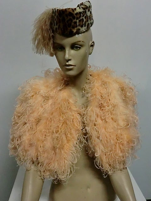 Brown 1930s French Curled Ostrich Feather Capelet